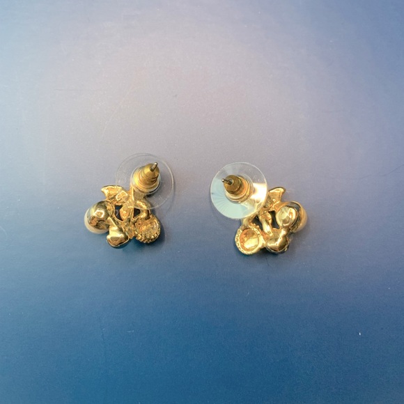 Green Butterfly Earrings with pearls and gems - Picture 2 of 2